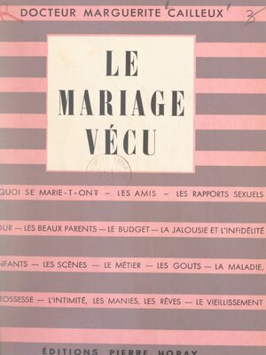 cover image of Le mariage vécu
